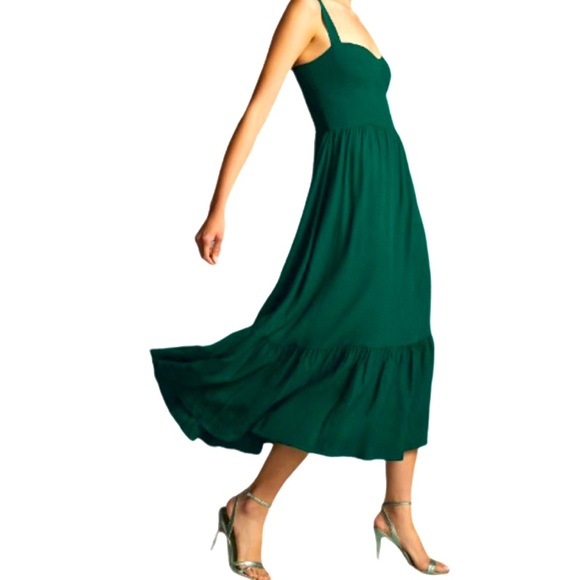 NWT Reformation Emerald Celestia Midi Spaghetti Strap Dress - Sz 8 - Picture 4 of 13